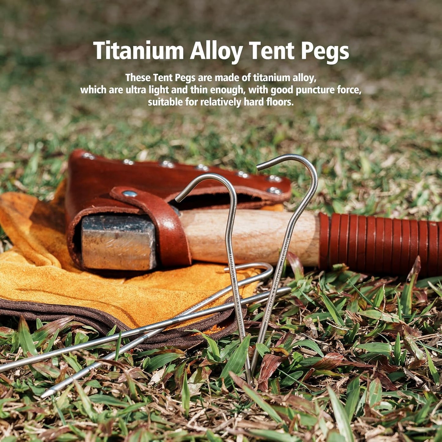 iBasingo Titanium Alloy Pegs Camping Tent Pegs Portable Elbow Grass Nail Tent Hardware
