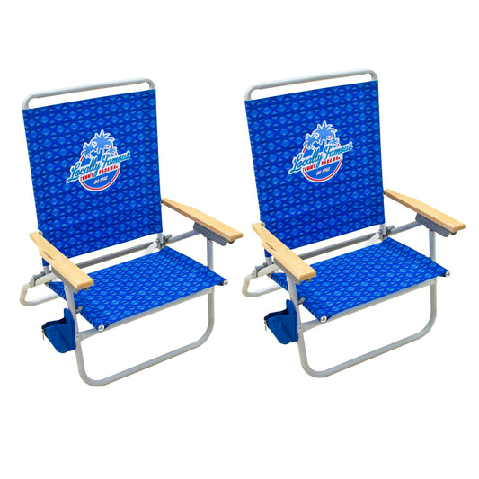 Tommy Bahama 2-Pack of 4-Position Easy in-Easy Out Folding Beach Chair, Blue