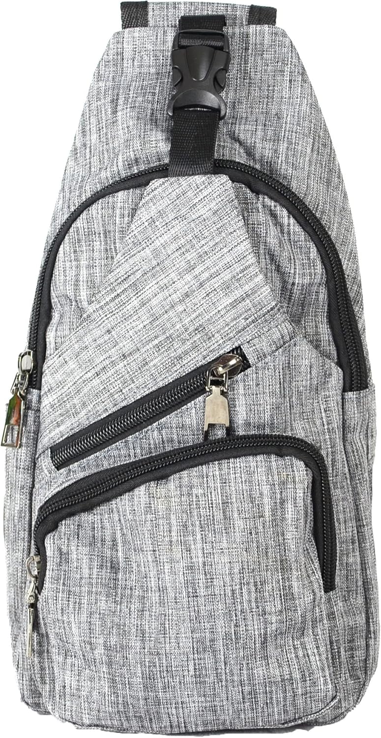 Anti-Theft Daypack Crossbody Sling Backpack, USB Charging Connector Port, Lightweight Day Pack for Travel, Hiking, Everyday, Regular, Black