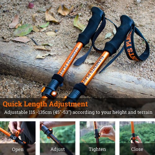 Ultralight & Strong Aviation 7075 Aluminum Trekking Poles (2pcs) - 3-Section Telescopic Shickproof Hiking Sticks with EVA Quick Dry Grips & Fast FlickLock Hiking Poles - All Terrain Use