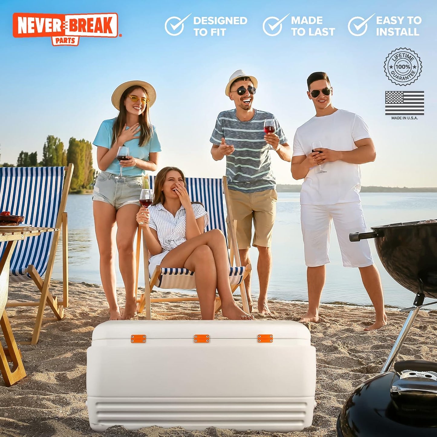 NeverBreak Parts - 3 Pack Igloo Cooler Replacement Hinges, High Strength Igloo Cooler Replacement Parts, Flexible Igloo Cooler Parts