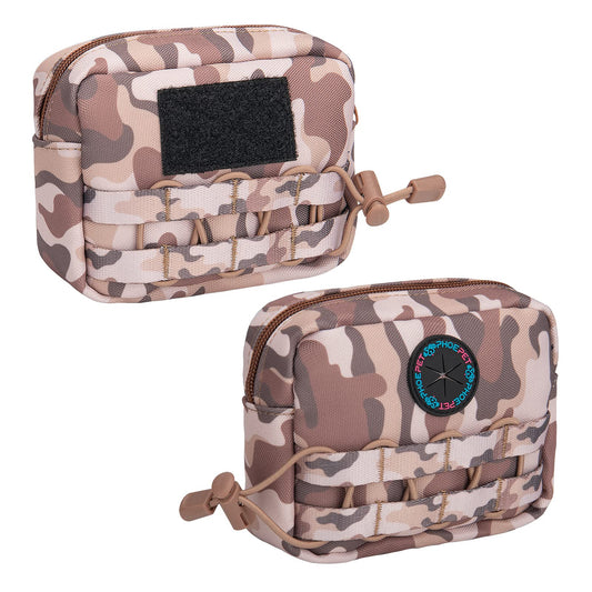 PHOEPET 2 PCS Bags Pouches for Tactical Dog Harness, Safety Side Pockets with a Poop Bag Holder and a Panel for Patch(Woodland Brown,#2)