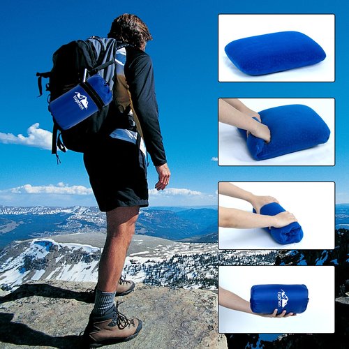 tuphen Camping Pillow Memory Foam Travel Pillow for Sleeping Backpacking Pillows Airplane Travel Hammock Beach Breathable Lightweight