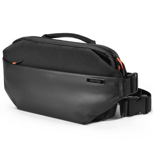 Soulgo Big Sling Bag with RFID Blocking for Men & Women, Crossbody Chest Shoulder Bag with Water Bottle Holder for Travel, Cycling, Work, Sport, Hiking-Black