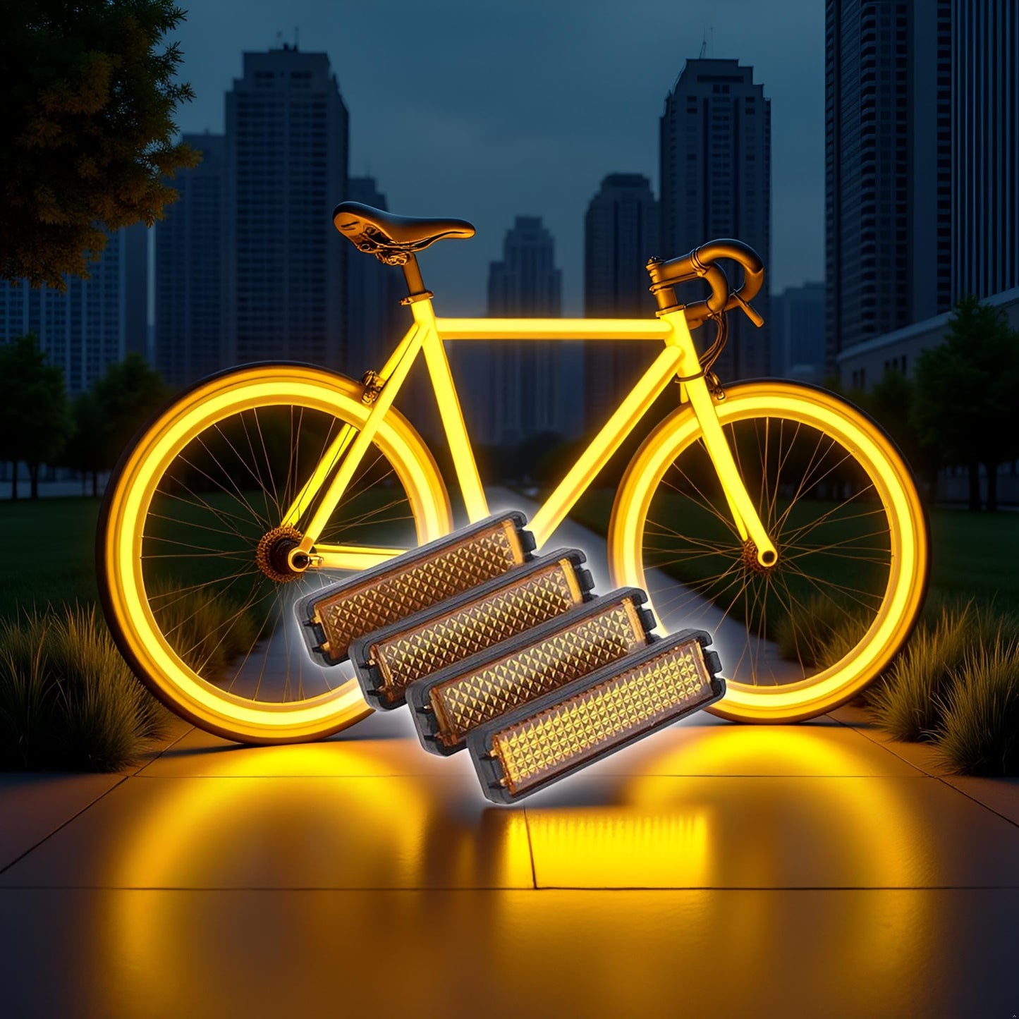 4 Pieces/Set Yellow Bike Pedal Reflector Safety Night Cycling Reflective Bike Accessory，Bike Reflectors Lights and Reflectors Accessories