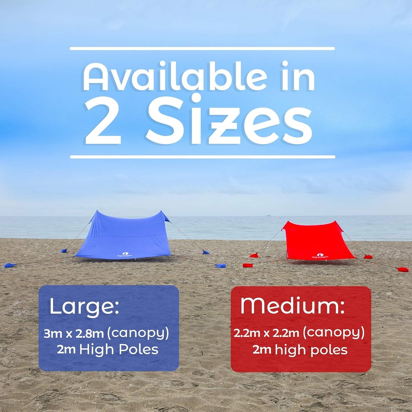 Red Suricata Family Beach Tent & Beach Canopy, UPF50 Sun Beach Shade, Sunshade with 4 Aluminum Poles, 4 Pole Anchors & Sand Shovel, Large & Portable Sun Shelter Tarp (Large, Red)