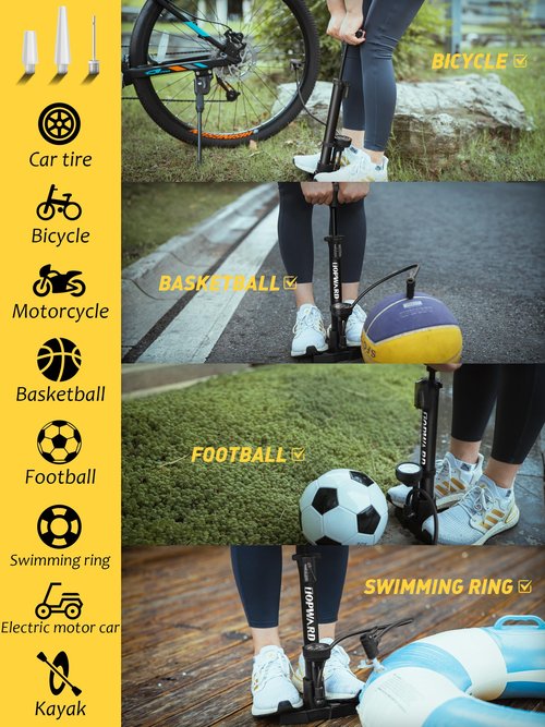 Topward Bike Tire Pump with Gauge, Air Pump Portable, Fits Presta & Schrader Valves, 160 PSI, Bicycle Pump for Road Bike, MTB, BMX, Sports Balls