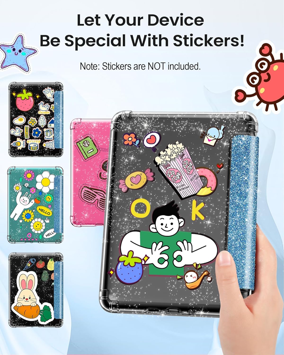 MoKo Case for All-New 7" Kindle Paperwhite 2024 12th Gen&Kindle Colorsoft Signature Edition 2024,Ultra Clear Soft Flexible Glitter TPU Back Cover Light Shell with Auto Wake/Sleep, Glitter Purple
