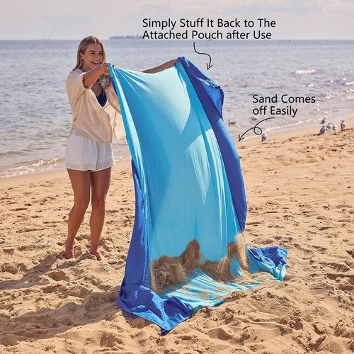 WEKAPO Beach Blanket 10‘x 9' (Blue) Beach air Lounger (Blue) Bundle