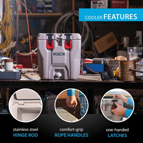 Lifetime 5 Gallon Hard Cooler, Dual-Purpose as Water Beverage Dispenser or Ice Chest, Portable Container, Made in USA