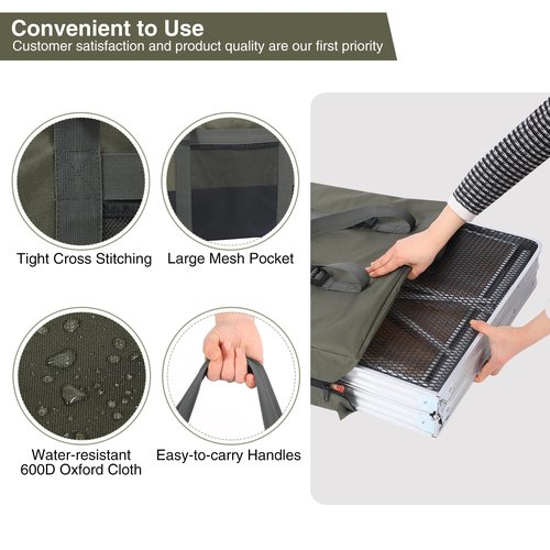 REDCAMP Folding Table Storage Bag, WaterProof Carry Bag with Handles for Folding Picnic Camping Card Table, Green 26" D x 5" W x 24" H