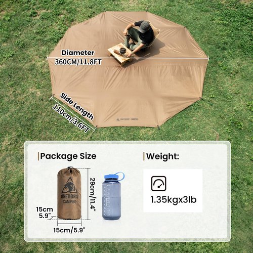 OneTigris Rock Fortress 6 Person Footprint, Ten-Sided Tent Groundsheet 5000mm Waterproof Ratings