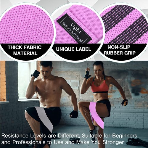 Shappy 20 Pcs Fabric Resistance Bands for Working Out Women Men 5 Levels Non Slip Stretch Workout Bands for Hip Thigh Booty Elastic Exercise Bands for Leg Pilates Squat Yoga Pull Up Workout