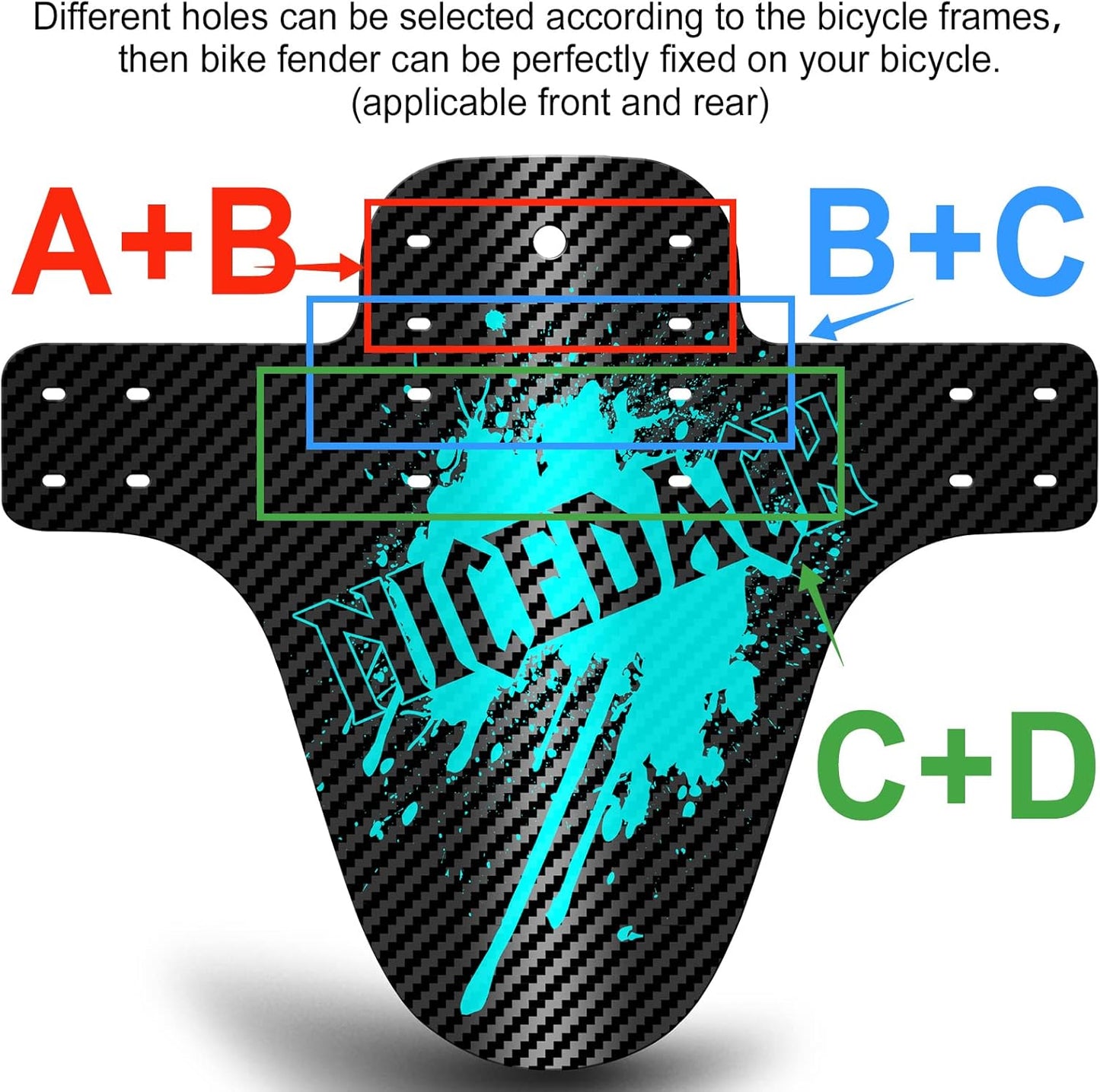 NICEDACK Bike Fender, Adjustable MTB Mud Guard, Front and Rear Compatible Mudguards, Fits 650B 20" 26" 27.5" 29 inch Fat Tire Bikes and All Disc Brake Bicycles