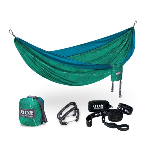 ENO Bundle, Includes The SingleNest Hammock & Atlas Suspension System, Lightweight, Durable Hammock with Straps for Camping, Hiking & Travel, Print Pacific Crest Trail Association/Teal