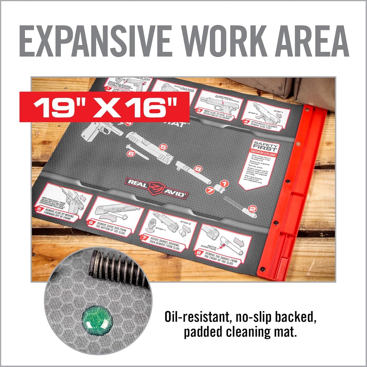 Real Avid Gun Cleaning Mat 19" x 16" with Magnetic Parts Tray | 1911, Glock, Smith & Wesson M&P or Sig Sauer P365 & P365XL (Choose Style Below)