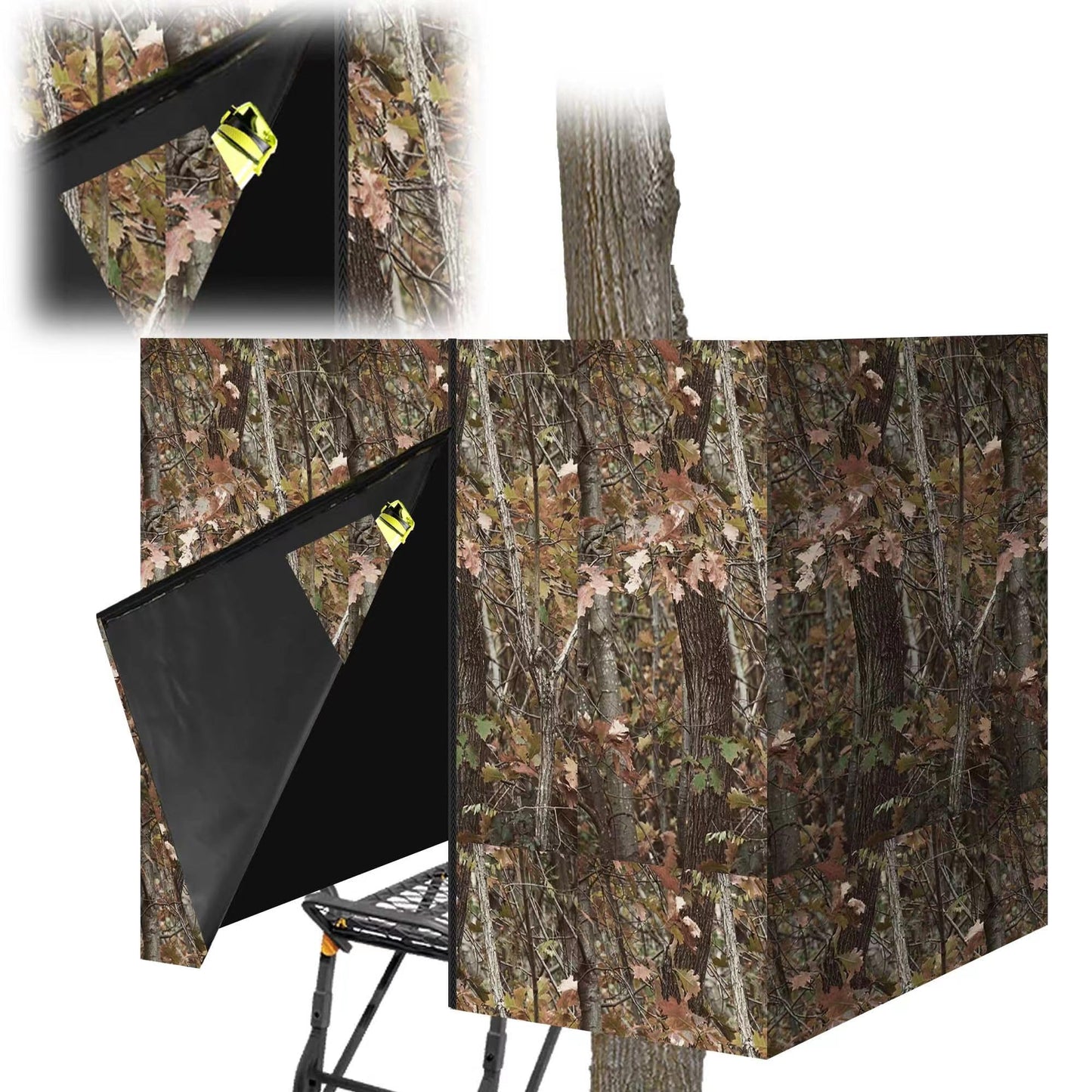 HZCGJMY Hunting Tree Stand Blind 102" x 37" Treestand Camo Blind Cover Deer Blind Windows Camouflage Ground Blind with Zipper and 2 Pockets Storage Bag for Outdoor Deer and Turkey Hunting