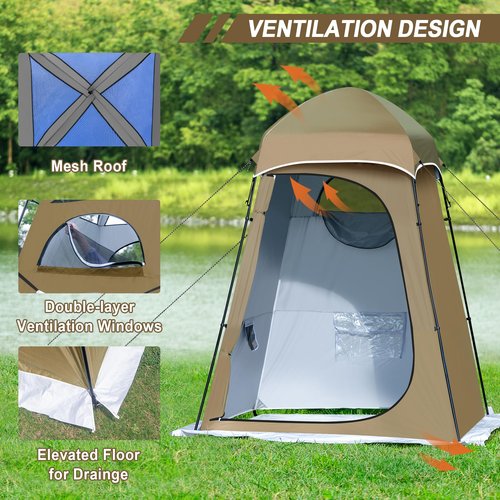 Camping Shower Tent, 7.9 FT Extra Tall Oversize Privacy Tent, Portable Outdoor Bathroom Toilet Tents with Floor, Easy Set Up Privacy Shelter for Dressing, Hiking, Fishing, UPF50+
