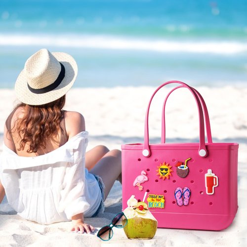 BULKITEM 6Pcs Summer Beach Charms for Bogg Bag Accessories, Decoration Accessories for Beach Tote Bag Rubber Baseball Gifts Beach Bag Accessories