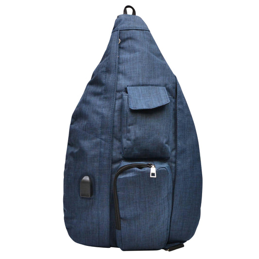 Nupouch Rucksack Pickleball Bag, Anti-Theft Crossbody Sling, USB Charging Connector Port, Backpack, Soho Collection Navy