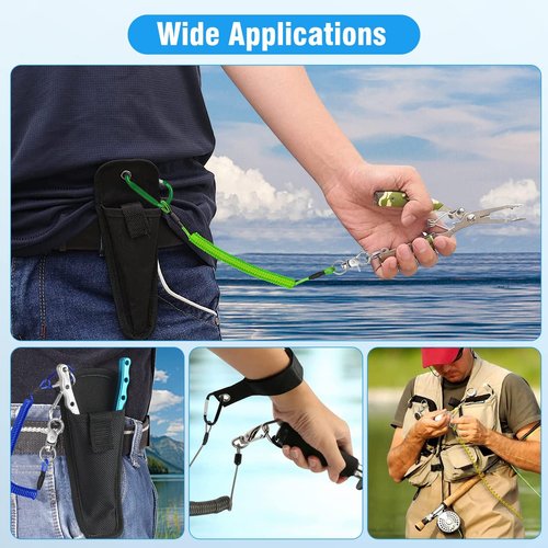 TSV Fishing Lanyard, Retractable Safety Coiled Lanyard with Carabiner Keychain, Kayak Tether Rod Leash, Tool Lanyard for Hand Tool
