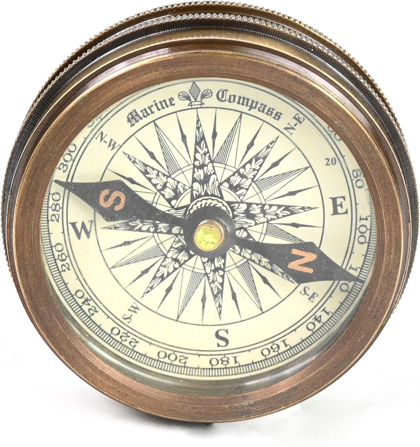 Vintage Brass Nautical Pocket Compass - 2-Inch Replica with Robert Frost Poem