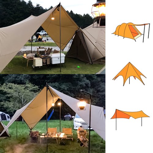 WILDROAD Tarp Poles Tent Poles Canopy Poles 8.37 ft, Telescoping Aluminum Poles with Non-Slip Aluminum Cone Bottom, Portable and Lightweight Camping Gear for Camping and Awnings, Set of 4