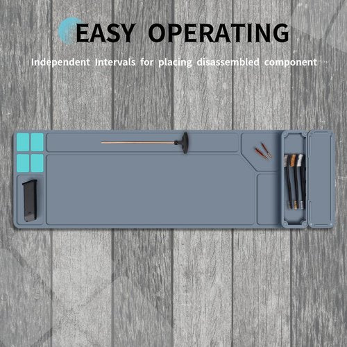 Gun Cleaning Mat, Large Anti-Slip Rubber Gun Mat 36" x 12", Magnetic Cleaning Pad with Integrated Component Box