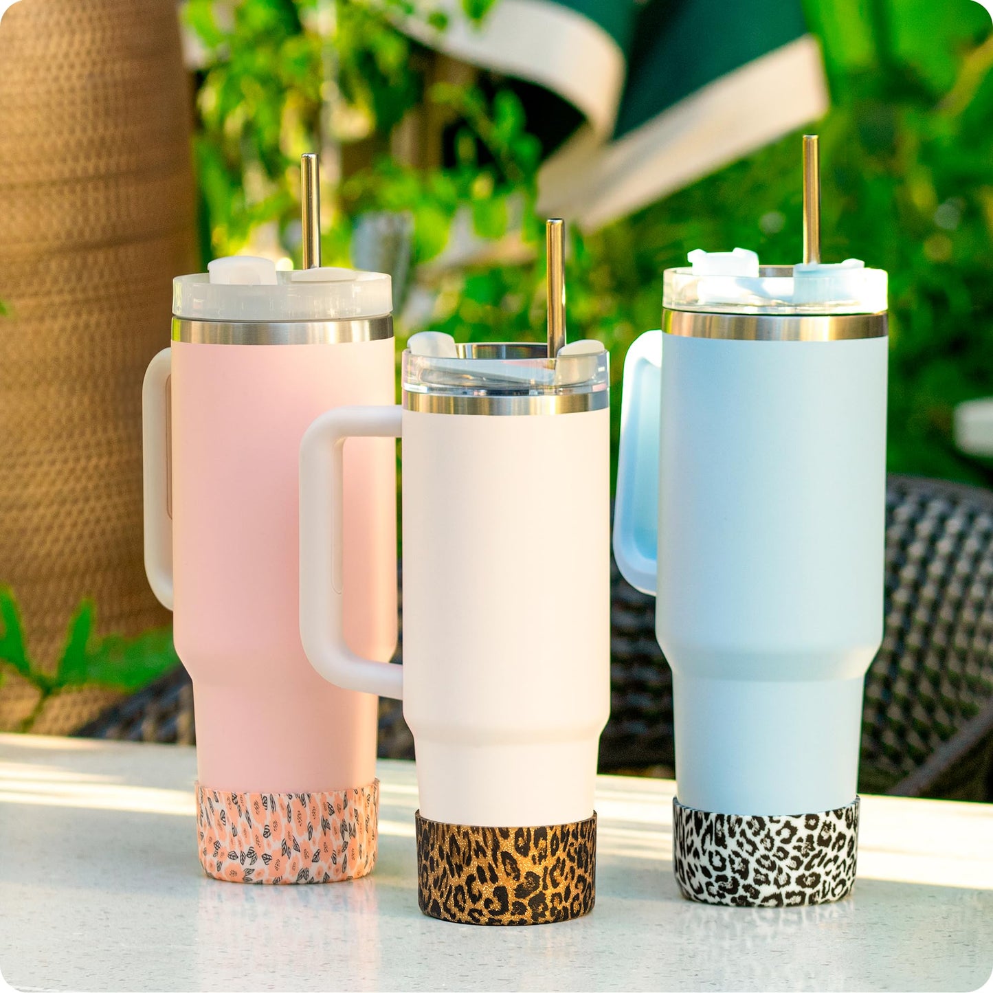 Silicone Boot for Stanley Quencher Tumbler 20/30/40 oz &IceFlow 20/30oz,Owala 24/40 oz Cup Cheetah Boot Sleeve 40oz Bottom Protector for Bottom Size 2.8-2.95" Cups & Bottles BPA-Free(Gold Leopard)