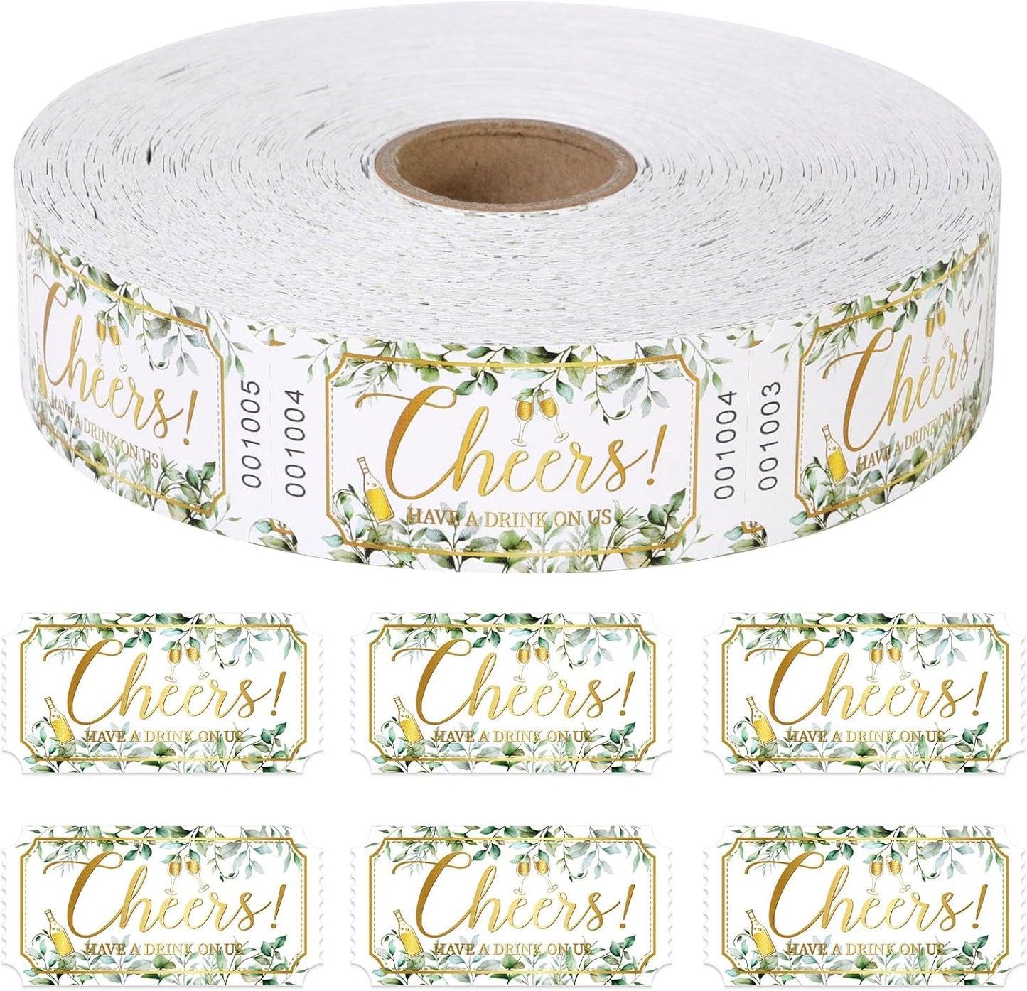 1000 Pcs Drink Ticket Single Raffle Tickets Roll Cocktail Design Free Drink Ticket for Events Wedding Work Formal Parties Leisure Class Reward