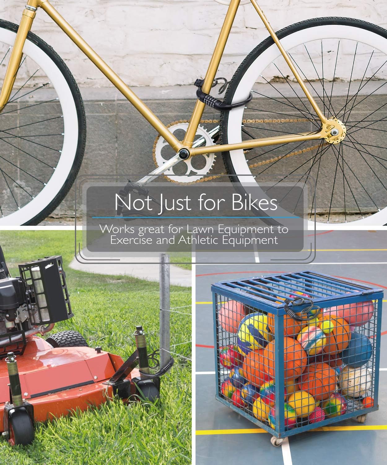 Fosmon Bike Lock Cable (6 Feet), Heavy Duty 5-Digit Self Coiling Resettable Combination Code, Bicycle Chain Flexible Steel Security Cable Lock with Bike Mount Holder - Black