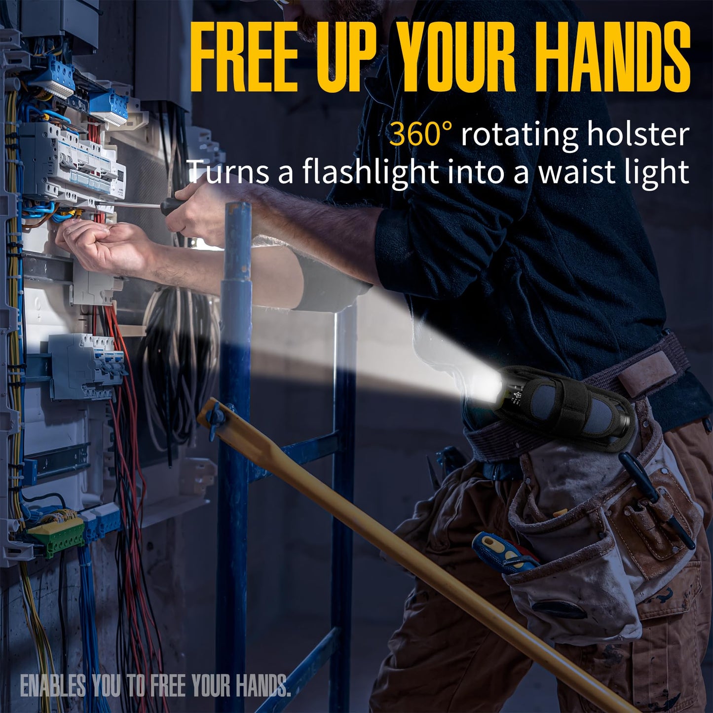 IronSeals 2 Pack 360° Rotatable Clip LED Flashlight Torch Holder Stretchable Adjustable Flashlight Torch Holster Holder Belt Case Pouch