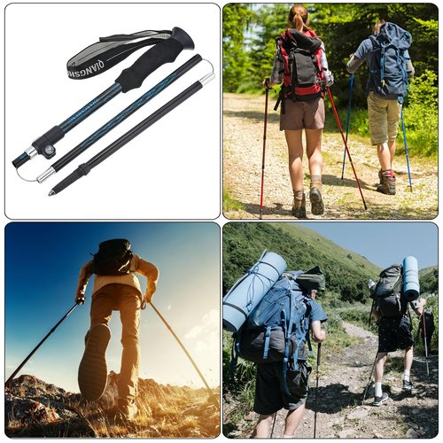 PATIKIL Trekking Poles, Collapsible Hiking Pole 43-53 Inch Telescopic Folding Cane with Snow Basket Aluminum Alloy for Outdoor Hiking Walking Camping, Blue
