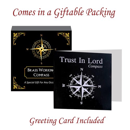 Trust in The Lord with All Your Heart -Proverbs 3: 5-6 Quote Engraved Compass with Wooden Box, Baptism Gifts for Boys, Inspirational Gifts Men, Graduation Day Gifts, First Communion Gifts