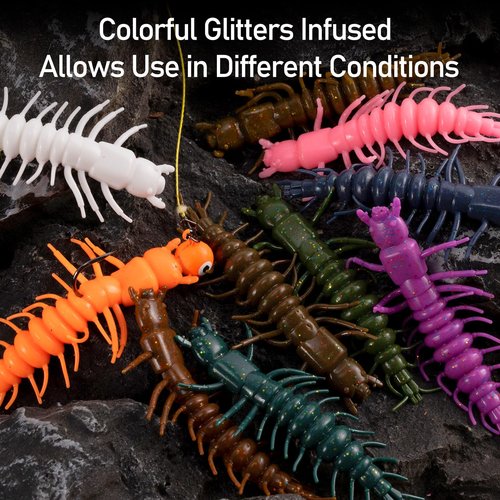 Dr.Fish 8 Pack Hellgrammite Soft Fishing Lure Worm Bait 3" Freshwater Bass Fishing Plastic Lures Grub Crappie Panfish Bluegill Trout Walleye Dark Brown