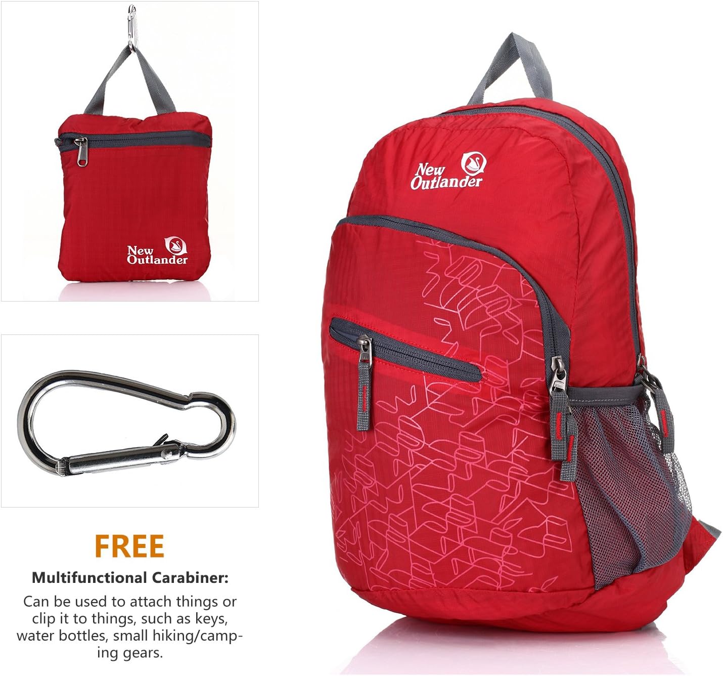 Outlander Packable Handy Lightweight Travel Hiking Backpack Daypack, Black