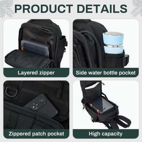 Locmeo Fishing Tackle Backpack with Rod Holders and 4 Tackle Boxes Large Storage Fishing Bags Water Resistant Tackle Bag for Camping Hiking Travel Gear and Equipment(Black,Shoulder Bag)