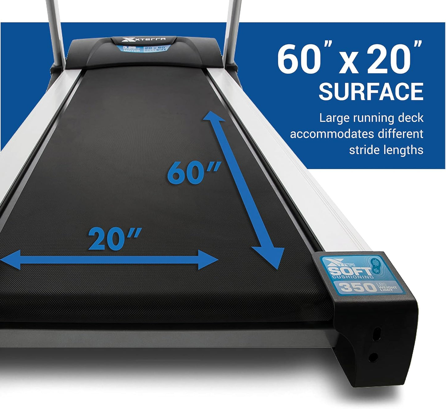 XTERRA Fitness Sport Series Premium Folding Smart Treadmill, Handlebar Speed and Incline Controls, Large XTRASoft Cushioned Running Deck, Built-in FTMS-Enabled Bluetooth with XTERRA+ Fitness App