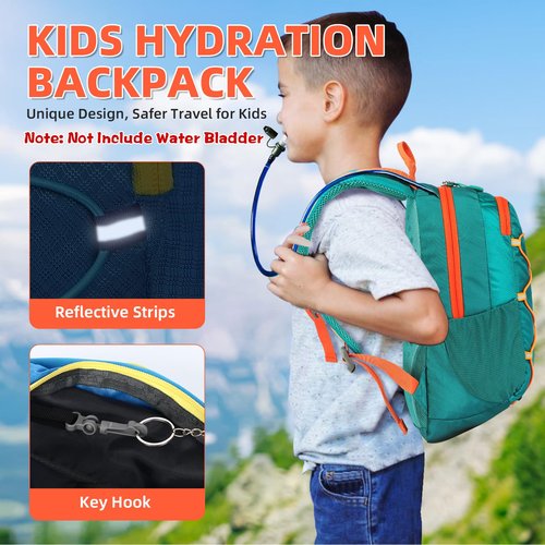 Unineovo 10L Kids Hiking Backpack, Small Waterproof Travel Daypack for Camping, Lightweight Pack for Boys or Girls Ages 4-12 (Green)