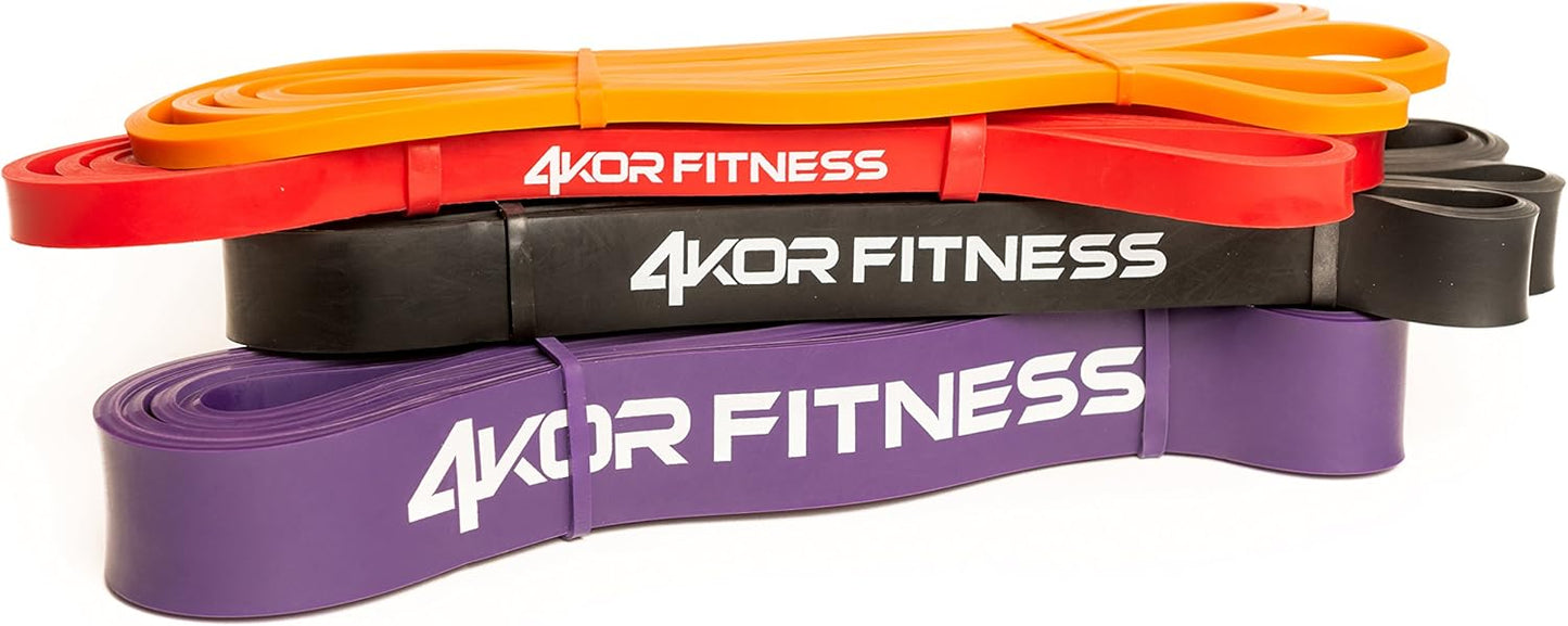 Pull Up Assistance Exercise Bands - Long Resistance Bands for Working Out, Physical Therapy, Fitness, Mobility - Exercise Bands Resistance Set of 4 Stretch Bands for Men and Women by 4KOR Fitness