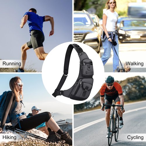 WITZMAN Sling Bag for Men Crossbody Bags Travel Slim Chest Bag One Strap Lightweight Casual Daypack (B702 Silvery Grey)