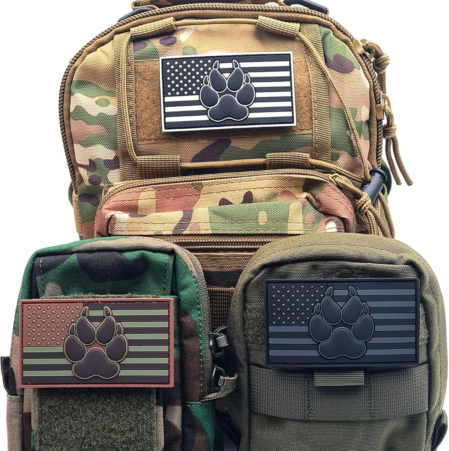 American K9 Patch Tactical PVC Badge Compatible with Velcro Dog Patches for Harness - Service Dog Patches, K9 Patches, Dog Vest Patches, Patches for Hats (Black White - Glow Dark)