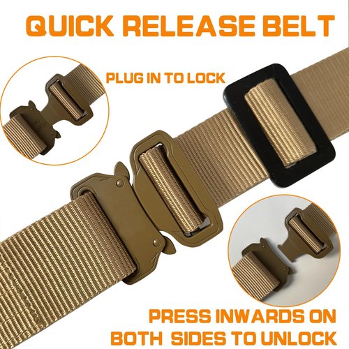 TWINFALCONS Tactical Battle Belt Modular Rigger's Belt Quick Release Buckle Molle Belt Patrol Belt Duty Belt Adjustable 1000D Nylon Belt (Coyote Brown)