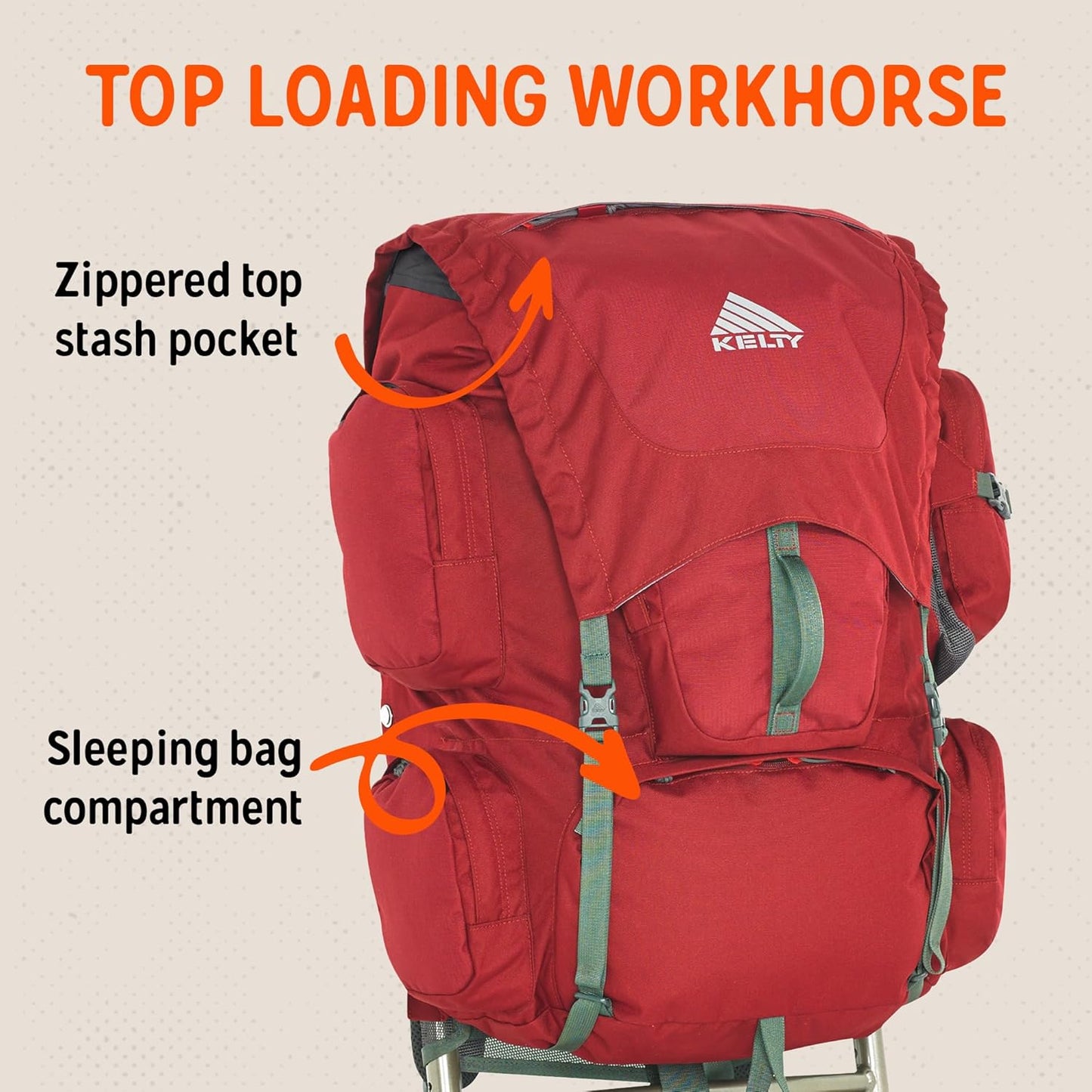 Trekker 65 Backpack by Kelty - Garnet Red, Lightweight & Durable Hiking Gear