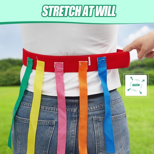 Wettarn 8 Pcs Catch Tail Game Belt Set Field Day Games Catching Equipment for Adults and Kids Ideal for Family Gatherings Parks Reunions Birthday Parties Camping (Red,Orange,Yellow,Green)