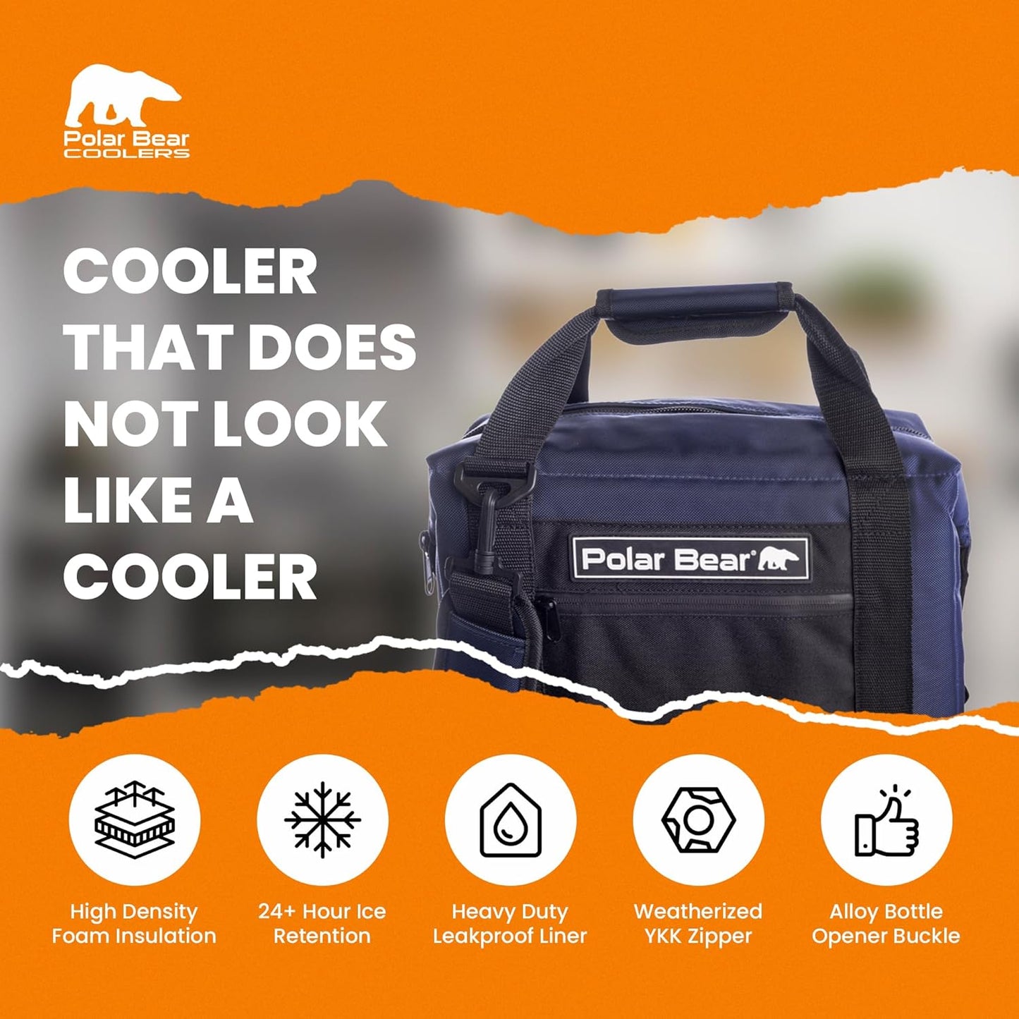 Polar Bear Coolers - Original Nylon Soft Cooler Bag - Insulated Leak Proof Beach Cooler Bag, Small Thermal Bags for Travel - Heavy Duty & Portable - Sweat Proof Picnic Carrier