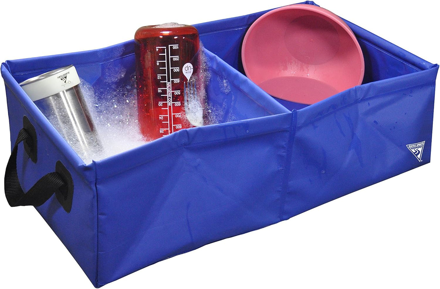 Seattle Sports Outfitter Class Collapsible Square Pack Sink Dish Wash Basin for Camping, Blue