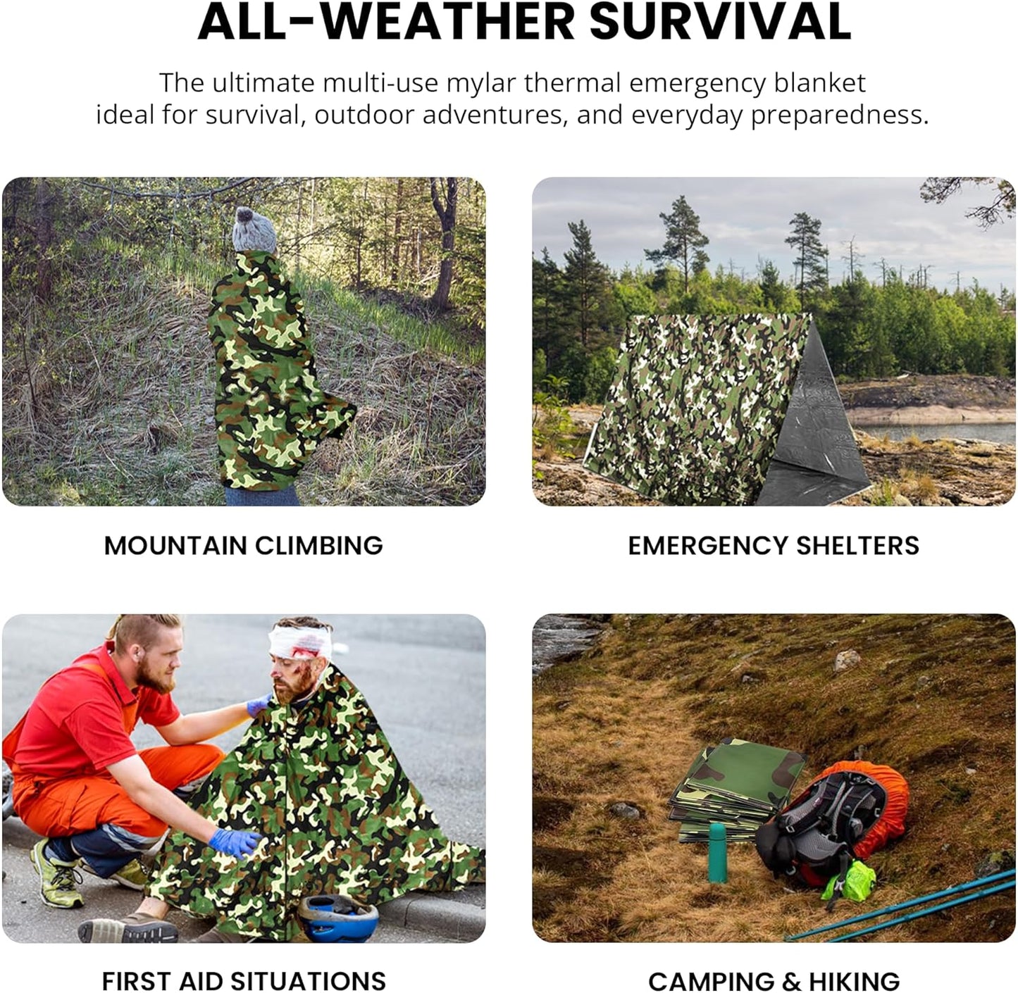Primacare HB-10 Emergency Mylar Thermal Blankets – 10 Pack, 84" x 52", Silver – Reflective, Waterproof, Retains 90% Body Heat – for Survival, First Aid, Outdoors, Camping, EMS