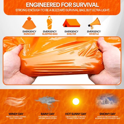 Emergency Sleeping Bags for Survival, with Whistle, Portable Camping Bivy Sacks Waterproof Blanket for Camping Hiking and Other Outdoor Activities,