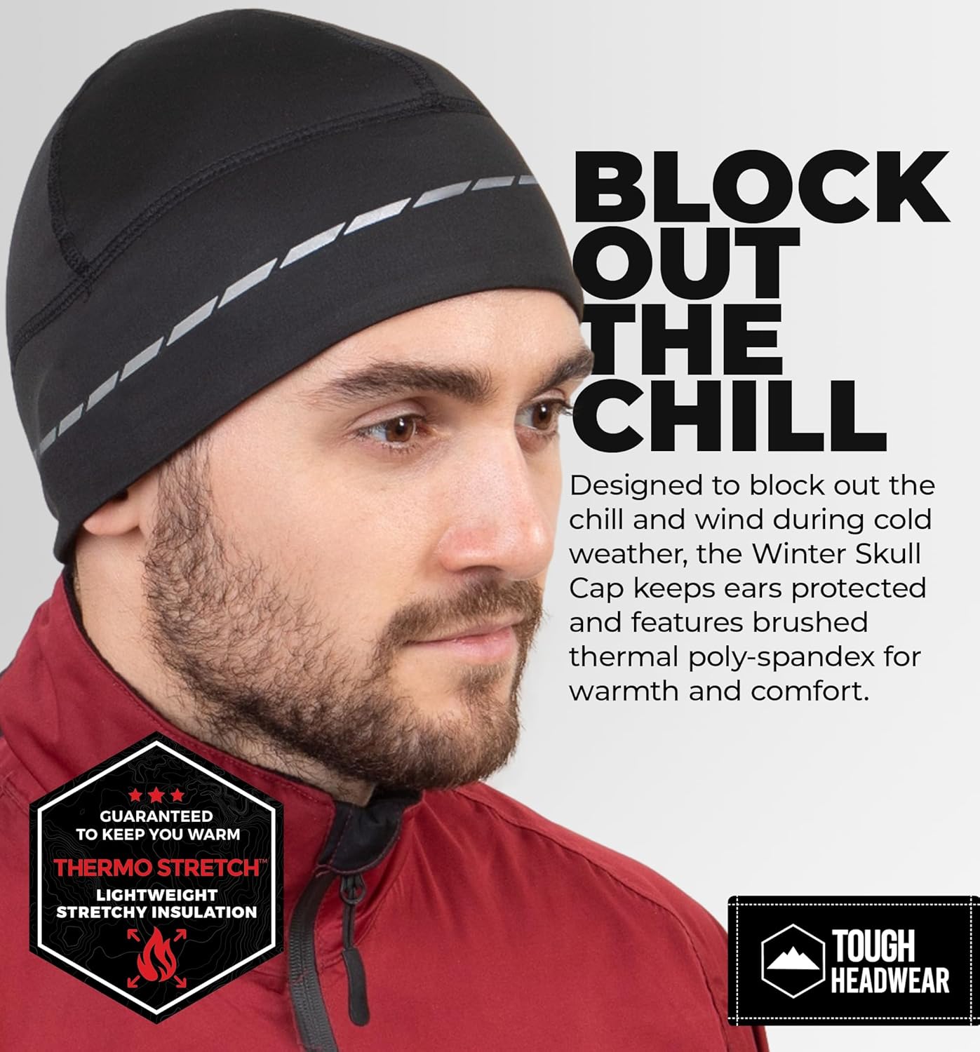 Tough Headwear Skull Cap for Men - Beanie Hats - Skully Beanie Cap - Cooling Skull Caps for Men Locs Sweat Dreads Running